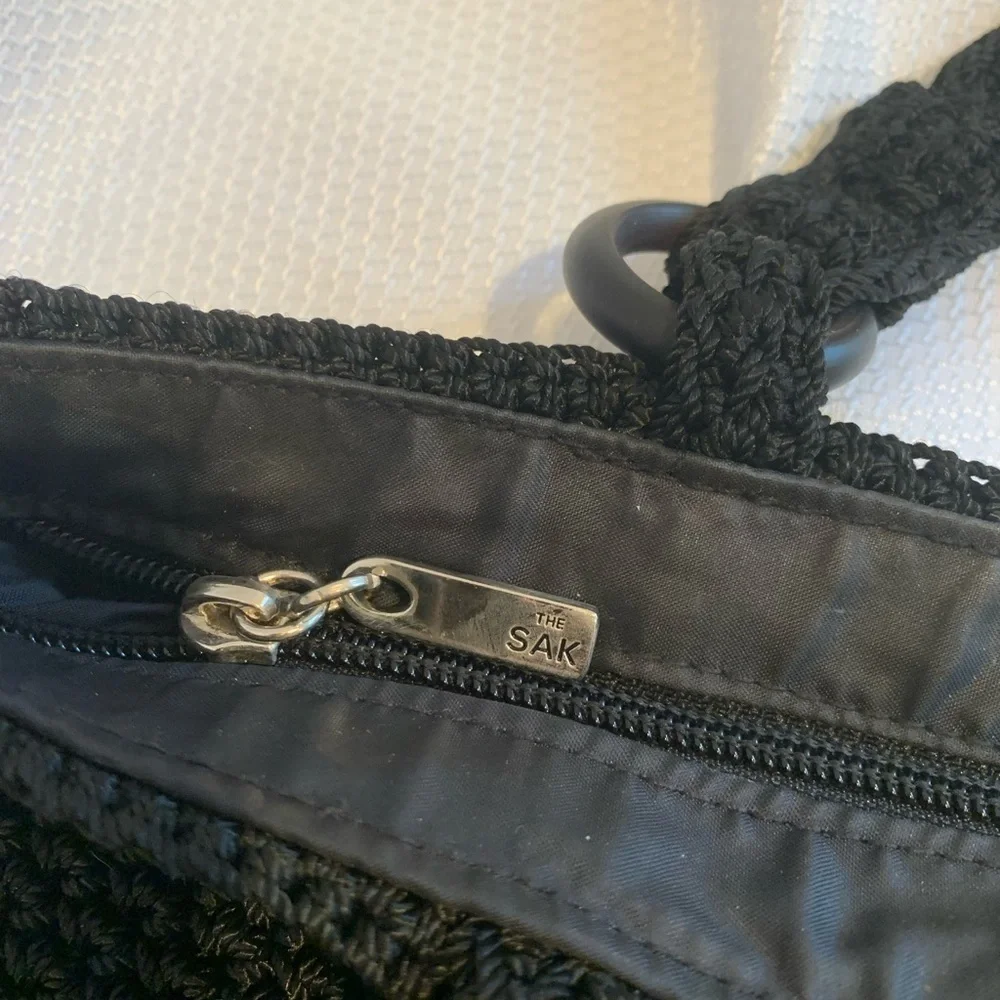 The Sak Black Crochet Shoulder Bag Medium